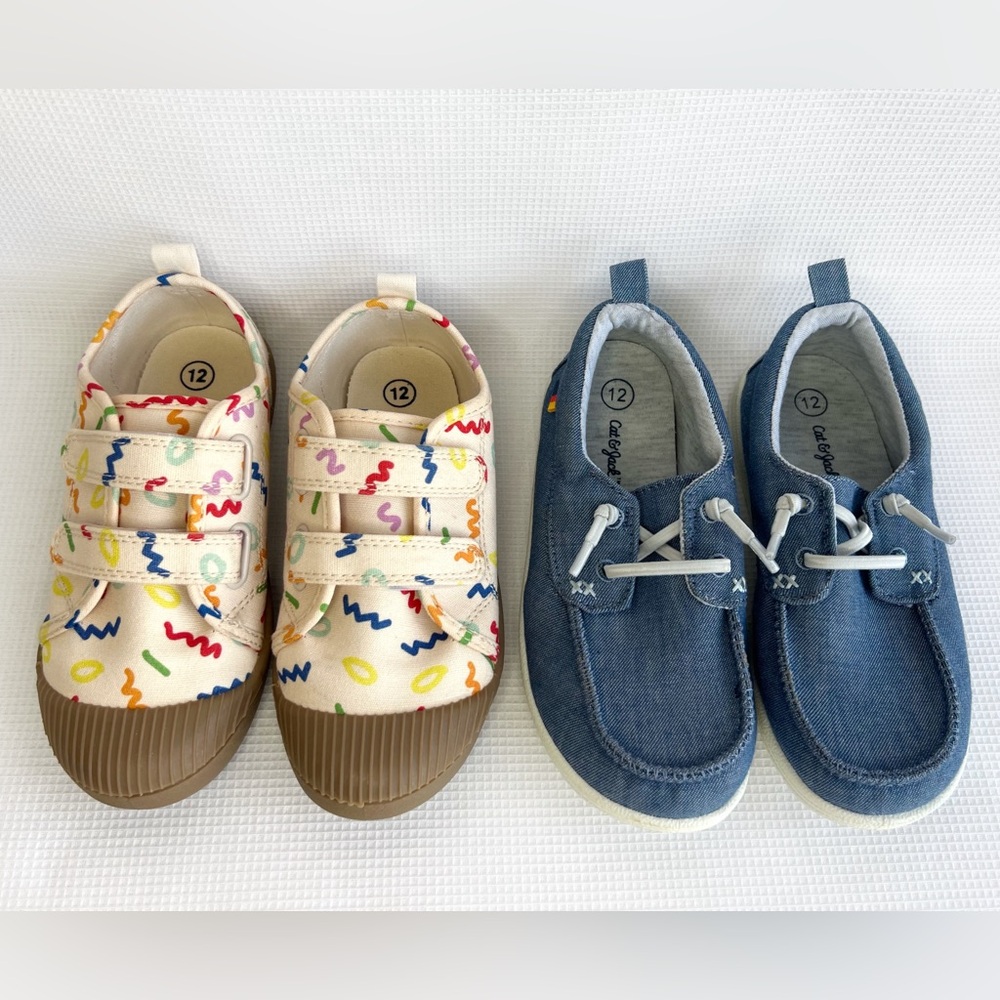 Cat & Jack Boy’s Shoe Bundle Parker Sneakers Bobby Slip On Toddler Size 12